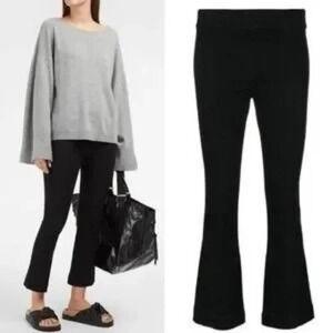 Helmut Lang Made in USA Pull On Stretch Black Denim Flare Leg Crop Pants Size 30